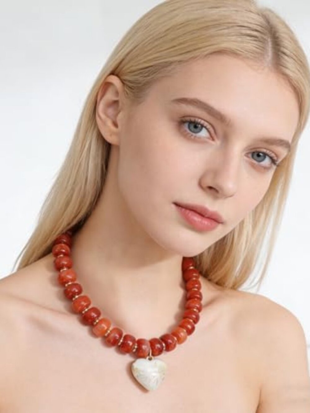 Chunky Colorful Beaded Statement Boho Summer Beach Chokers Necklace Heart